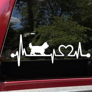 Yorkie Heartbeat Vinyl Decal | Heart Love Yorkshire Terrier | Die Cut Sticker
