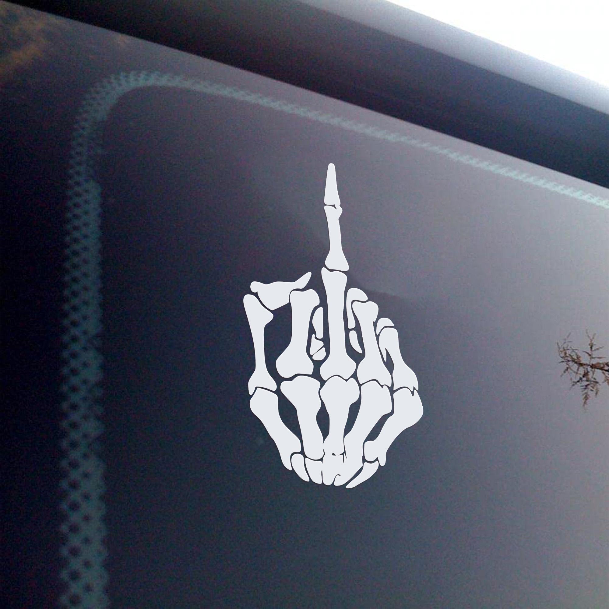 Autocollant Vinyl Middle Finger Skeleton Hand - Décal Humour Pour Voiture Ou Mur