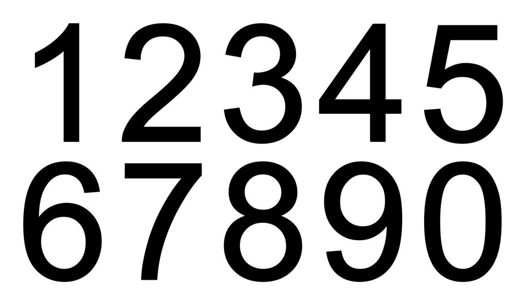 Sheet of 20 Numbers Arial Helvetica Font Vinyl Decal Standard Mailbox ...