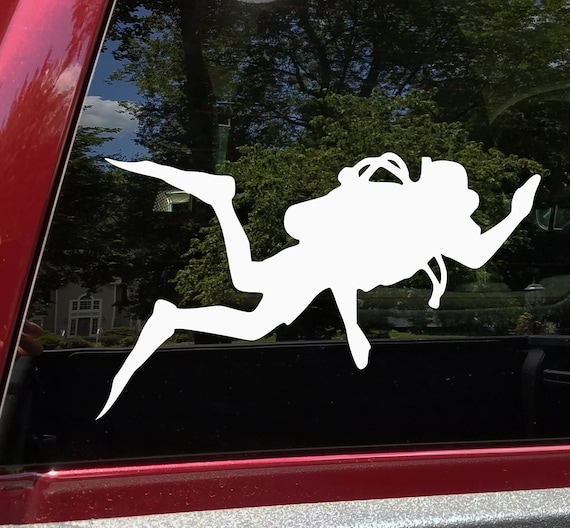 Scuba Diver Diving Decal Sticker Car Vinyl pick size color die cut no bkgrd d