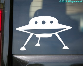 UFO Spaceship - Vinyl Decal Sticker - Unidentified Flying Saucer Object Aliens