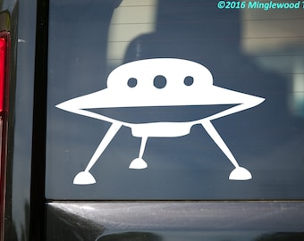 UFO Spaceship - Vinyl Decal Sticker - Unidentified Flying Saucer Object Aliens