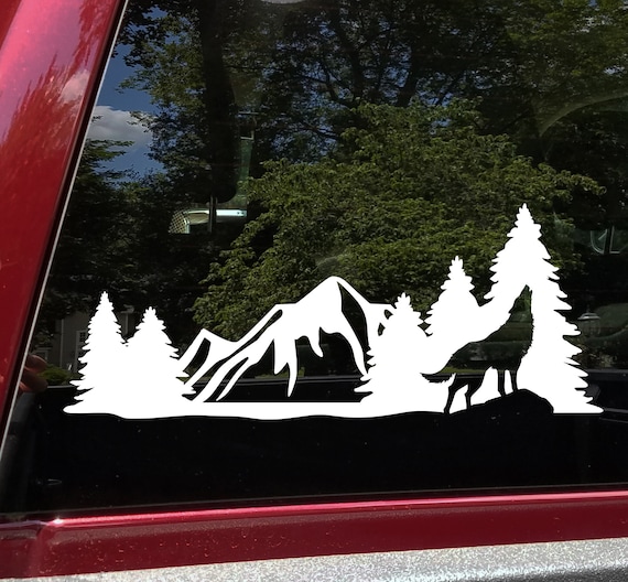 Autocollant Vinyle Scène Montagne Lune étoiles - Style Vintage - Pour Voiture, Camping-car, Mur
