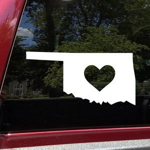 Oklahoma Vinyl Decal  - Heart Love Home Sooner State Native Oklahoman Okie - Die Cut Sticker