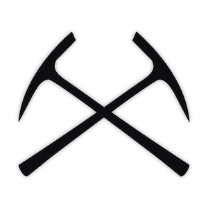 Crossed Pickaxes Vinyl Decal – Miner Tool Sticker – Rustic Tradesman Decor – Waterproof Car Laptop Toolbox Decal – 1.5" to 26" Sizes