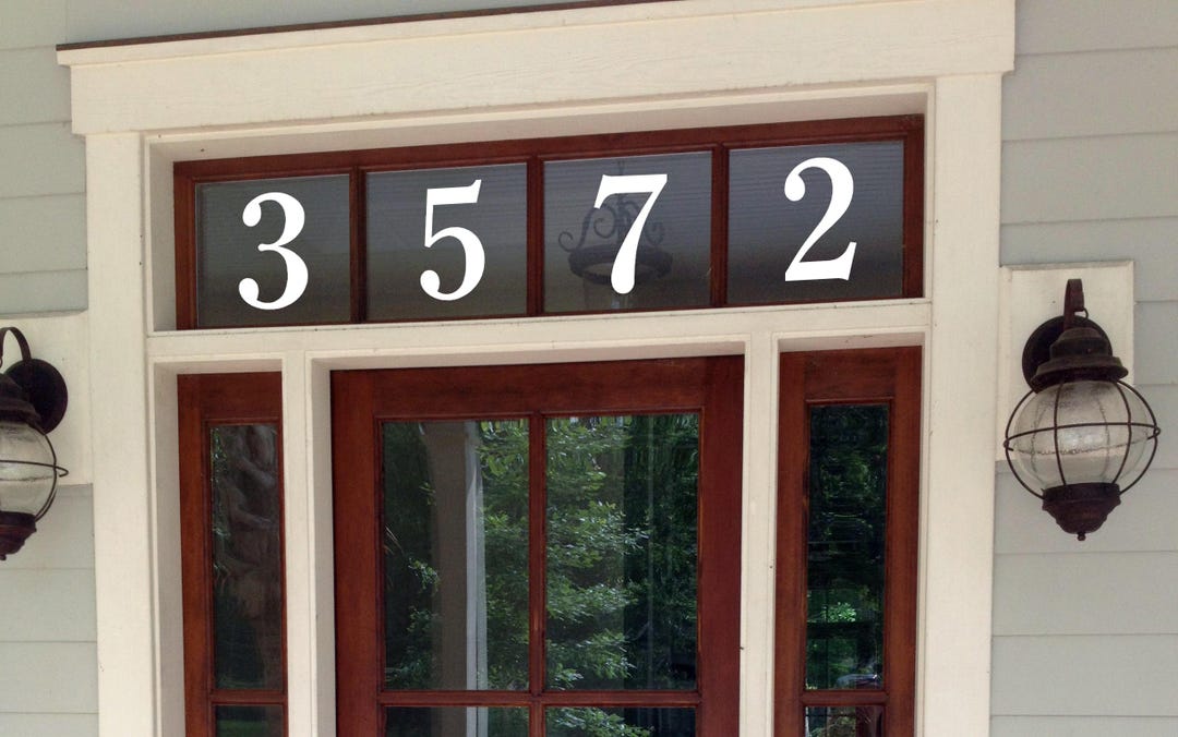 Clearface Classic Serif Transom Window Numbers Vinyl Sticker Decal for ...