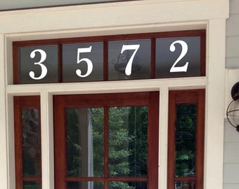 Clearface Classic Serif Transom Window Numbers Vinyl Sticker Decal for Door Glass Address