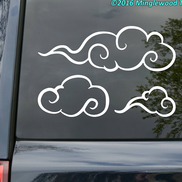 Set of 3 Chinese or Japanese Clouds Wall Vinyl Decal Stickers - Wind  Kid Baby Room