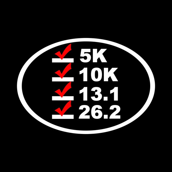 Running Distance oval decal 5k 8k 10k 15k 20k car window 26.2 13.1 marathon tri