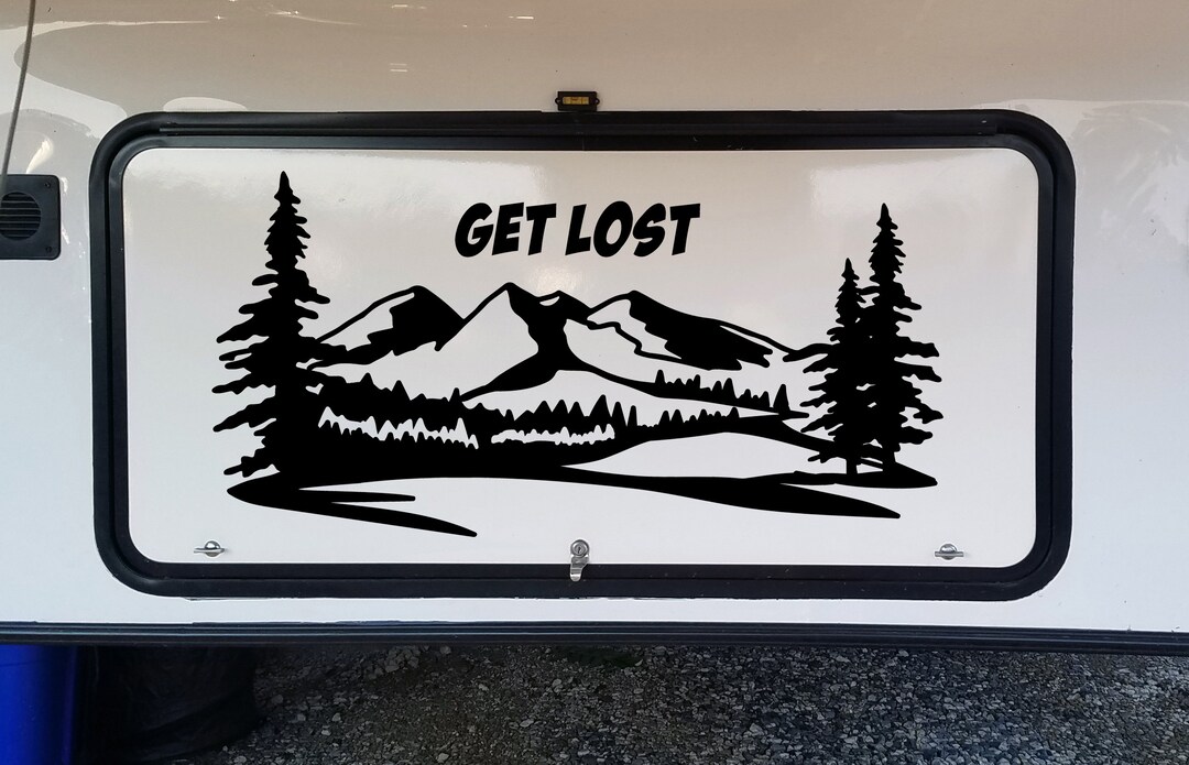 Get Lost Mountain Scene Vinyl Decal V1 - Camper RV Travel Trailer ...