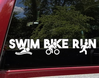 Swim Bike Run Vinyl Decal V2 - Triathlon Race Triathlete Sport - Die Cut Sticker