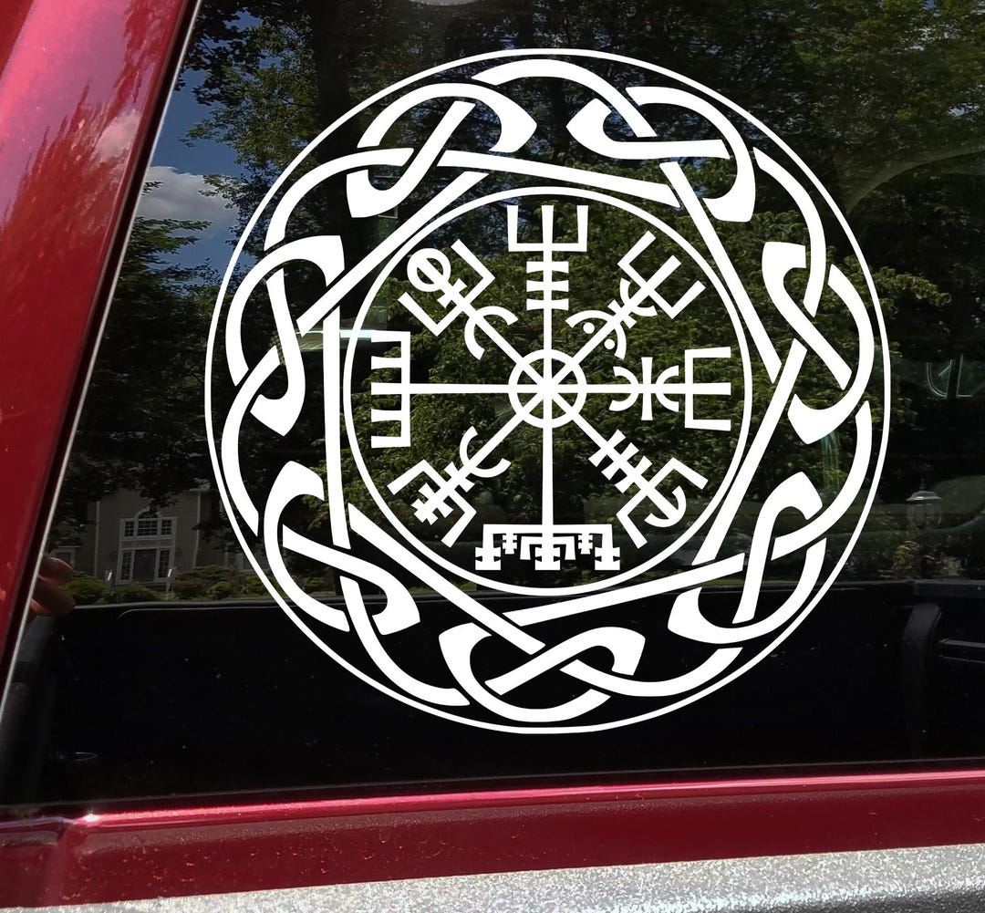 Celtic Knot Circle With Viking Compass Vinyl Decal | Vegvisir Norse ...