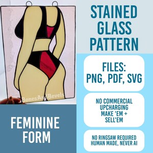 Female Form Stained Glass Pattern, Underwear Design (SVG, Cricut, PDF)