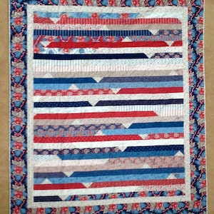 Red, White, and Blue Stripes Twin Size Quilt