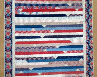 Red, White, and Blue Stripes Twin Size Quilt