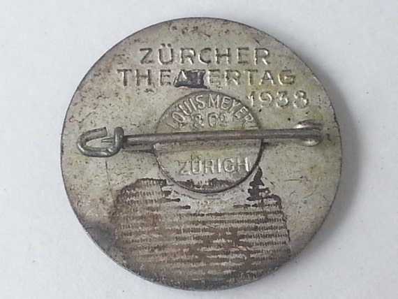 Art Deco Swiss Theater Pin from 1938 Theatertag Z… - image 2