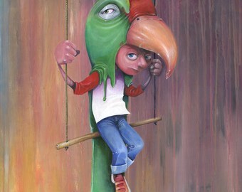 Inner Child Art Print: Whimsical Parrot Costume Wall Decor (Museum-Quality Poster)