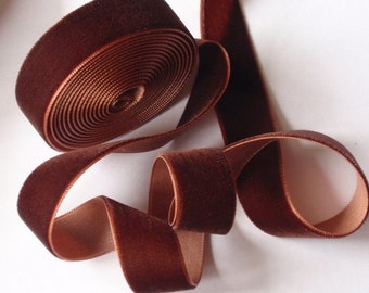 5 yards 3/4 inches Velvet Ribbon in Dark Brown RY34-119