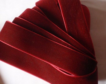 5 yards 7/8 inches Velvet Ribbon in Dark Red RY78-240