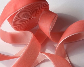 5 yards 3/4 inches Velvet Ribbon in Coral RY34-15