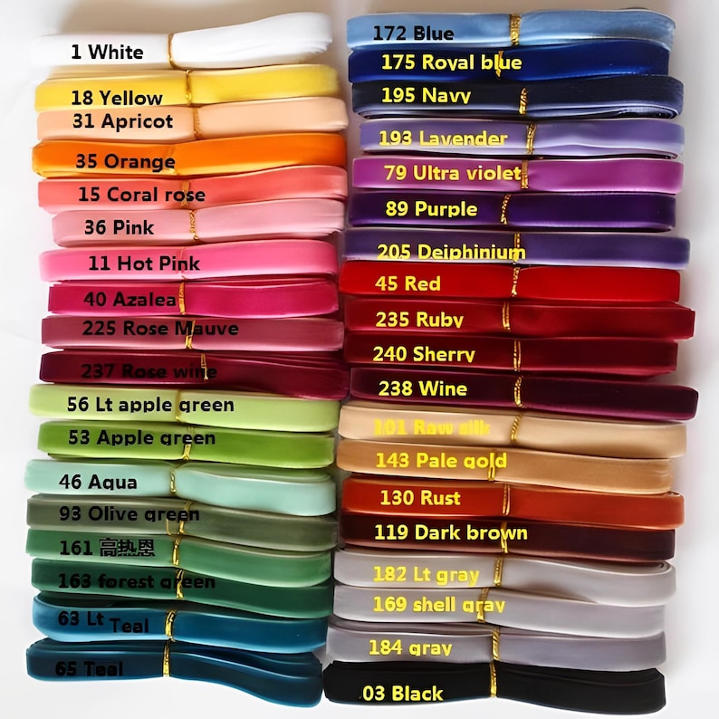 10 Yards 1/2 Inches Velvet Ribbon in Multicolor - Etsy