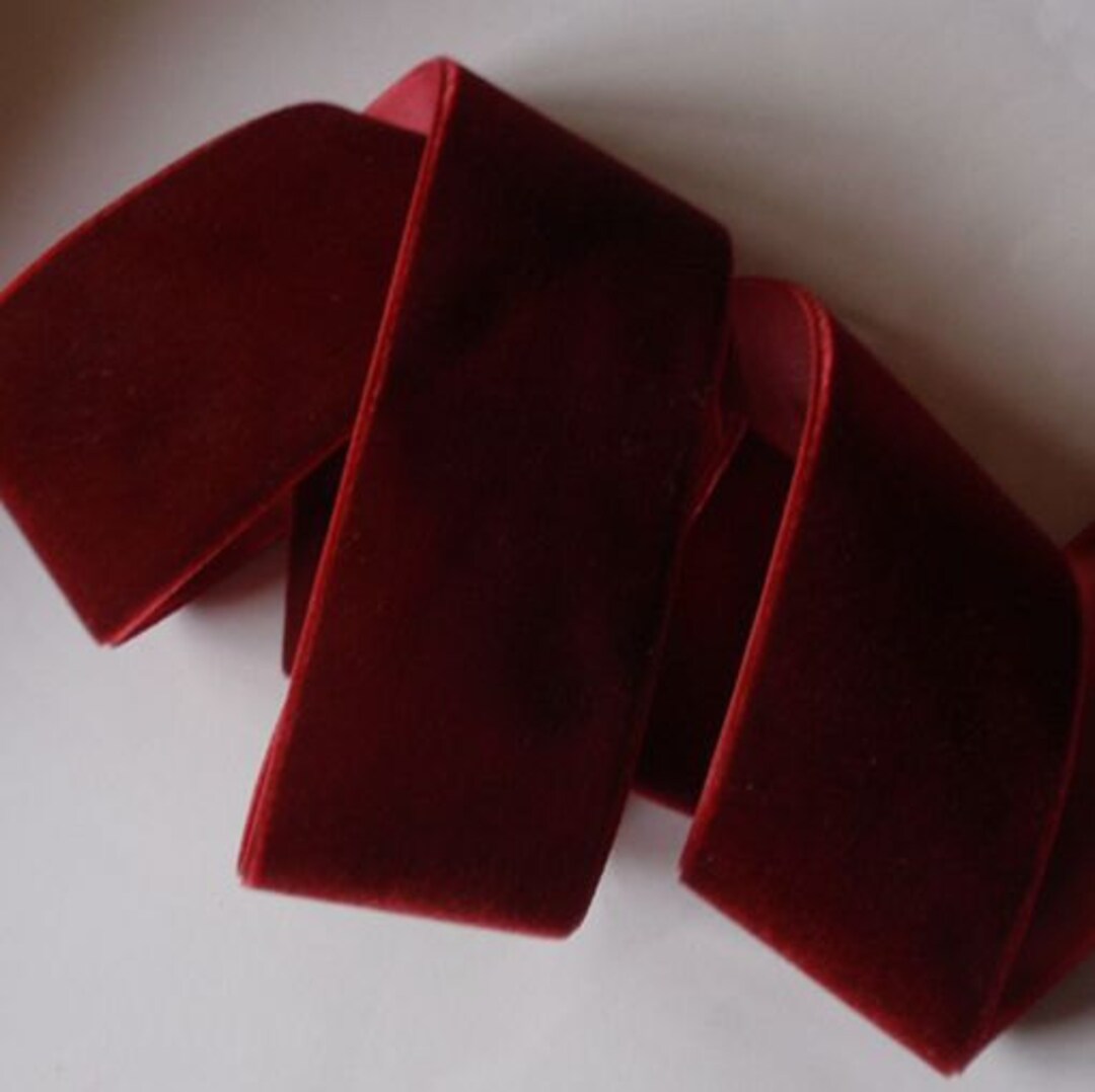 5 Yards 1 Inches Velvet Ribbon in Dark Red RY01-240 
