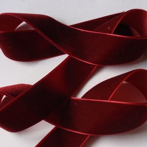 5 yards 1 inches Velvet Ribbon in Dark red RY01-240 image 1