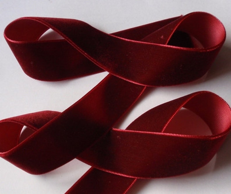 5 yards 1 inches Velvet Ribbon in Dark red RY01-240 image 1