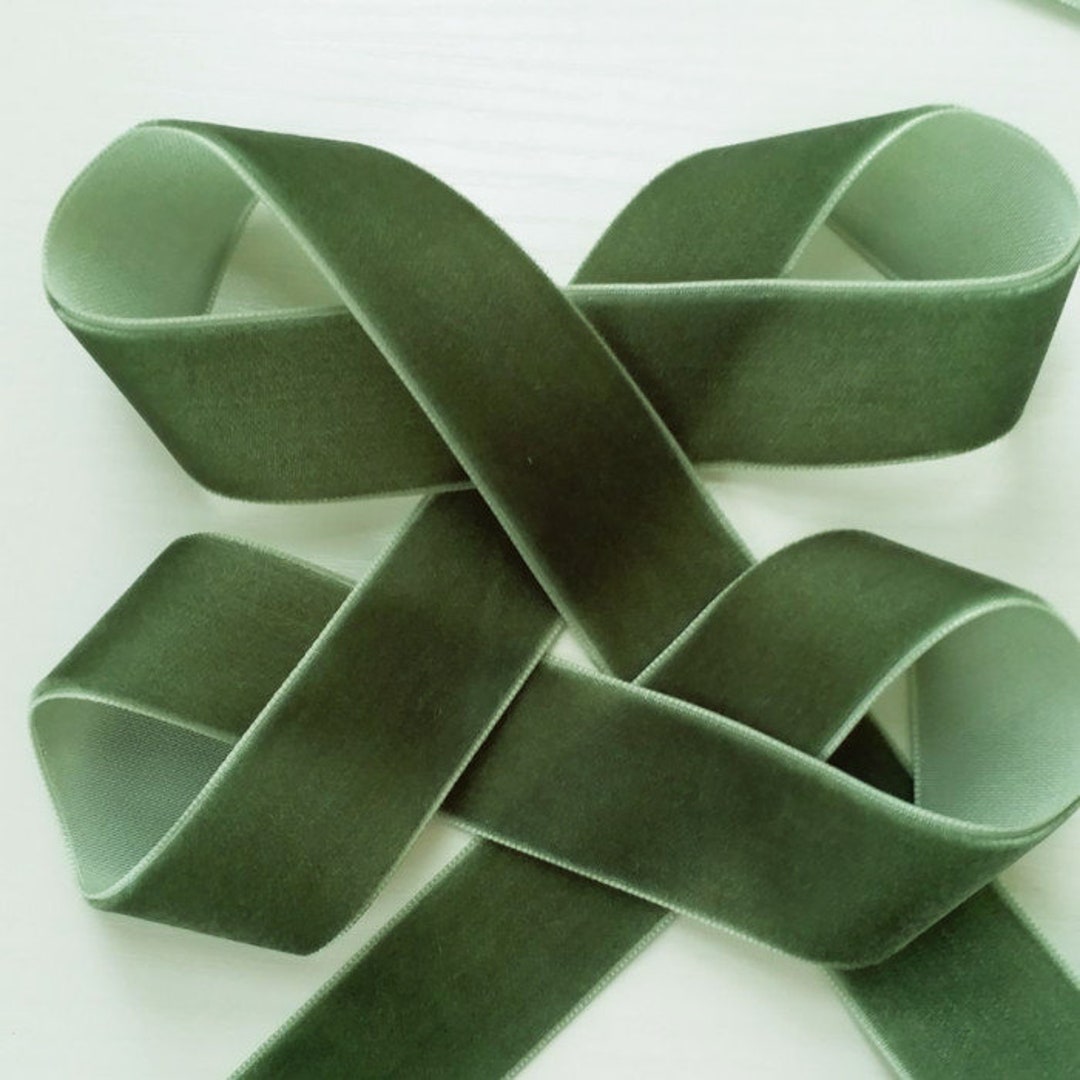 5 Yards 1 Inches Velvet Ribbon in Olive Green RY01-93 - Etsy