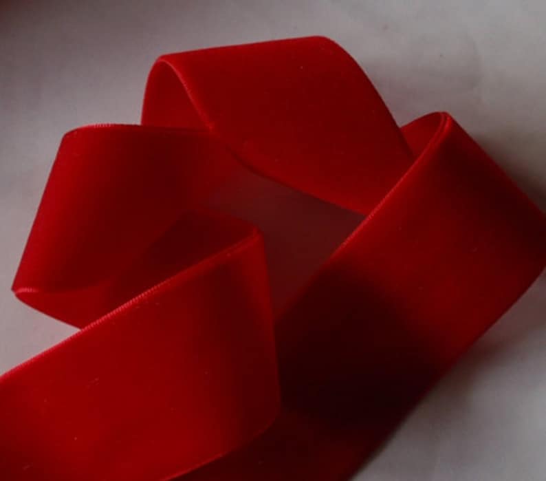 3 yards 1.5 inches Velvet Ribbon In Red RY-15-45 image 1