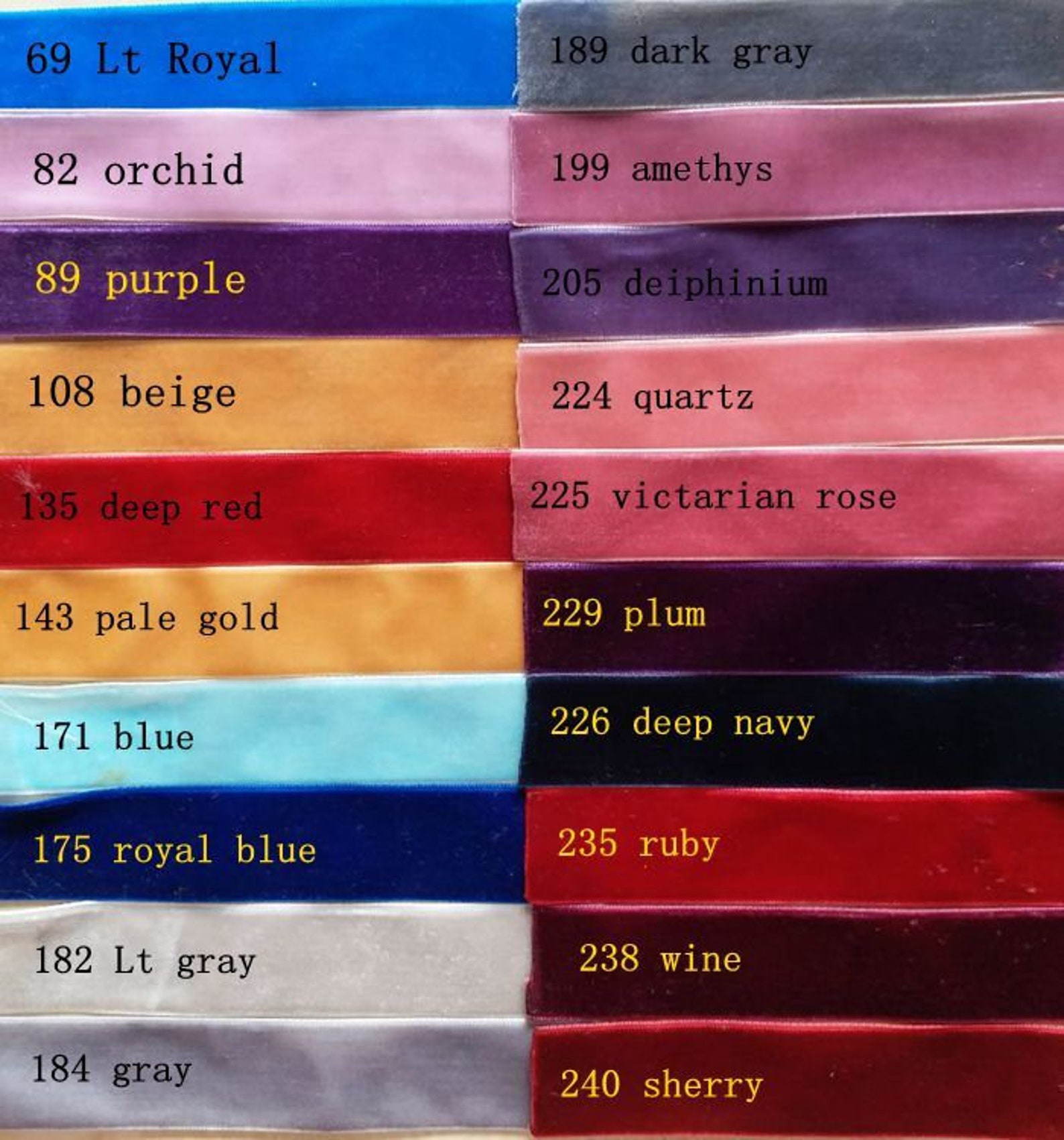 5 Yards 1 Inches Velvet Ribbon in Multicolor You Choose Color | Etsy