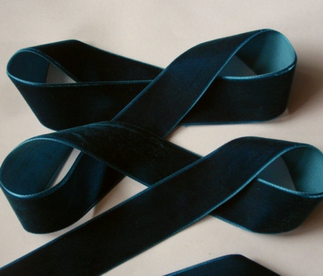 5 Yards 1 Inches Velvet Ribbon in Dark Teal RY01-65 - Etsy