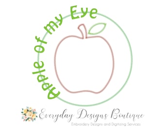 Apple of my Eye Machine Embroidery Applique Design- Apple Applique - Mother's Love - Apple Applique Patch Style - Children Theme