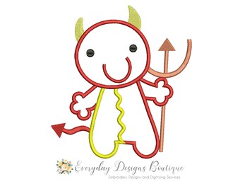 Patchy Devil Applique Design for Machine Embroidery Instant Download - Patchy Devil Applique - Little Cute Devil applique - Halloween Design