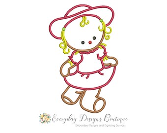 かわいいかかしの女の子の機械刺繍アップリケデザイン - かかしの女の子のアップリケ - かかしのアップリケ - 秋のアップリケデザイン - かかし