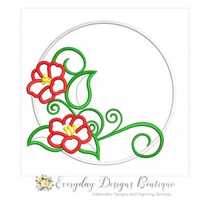 Floral Mug Rug Machine Embroidery Applique Design (ITH) (Digital Download)