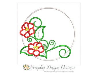 Floral Mug Rug Machine Embroidery Applique Design (ITH) (Digital Download)