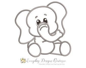 Stuffed with Love Elephant Machine Embroidery Applique Design - Elephant Applique - Cute Elephant Applique - Baby Elephant - Baby Quilts