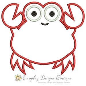 Crab Monogram Machine Embroidery Applique Design - Crab Applique Design - Cute Crab Applique - Custom Crab Design - Crab Monogram - Crabs
