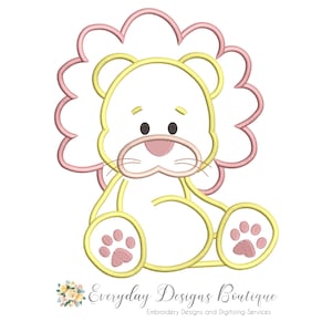 Stuffed Lion Machine Embroidery Applique Design (Digital Download)