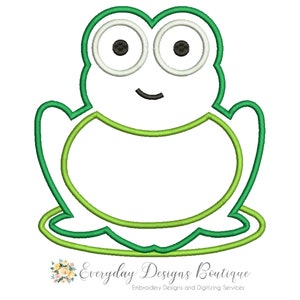 Frog Monogram Frame Machine Embroidery Applique Design (Digital Download)