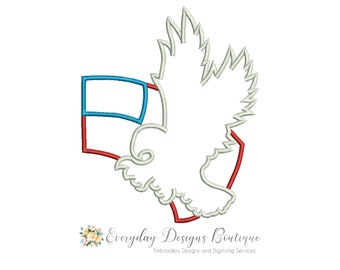 4th of July Eagle Machine Embroidery Applique Design - Eagle with American Flag Applique - Eagle Applique - Independence Day Theme Applique