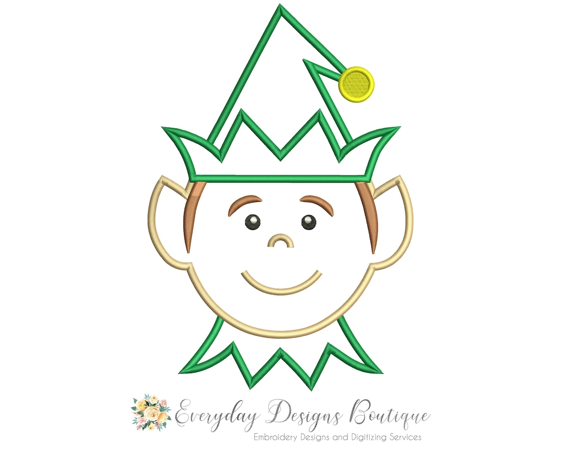 Elf Face Machine Embroidery Applique Design Christmas Elf Etsy