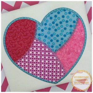 Patchwork Heart Applique Design for Machine Embroidery Instant Download Patchwork Heart Applique Crazy Heart Applique Heart Applique image 3