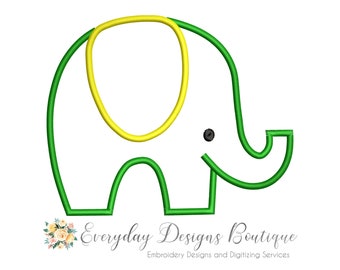 Elephant Applique Design for Machine Embroidery