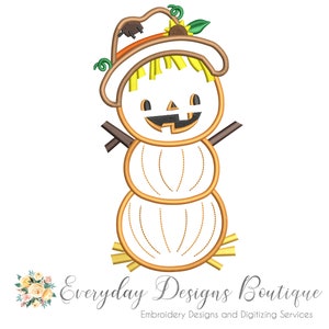 Scarecrow Pumpkin Digital Applique Design for Machine Embroidery