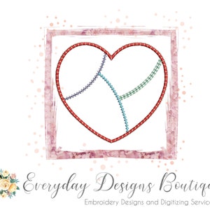 Patchwork Heart Applique Design for Machine Embroidery Instant Download Patchwork Heart Applique Crazy Heart Applique Heart Applique image 2