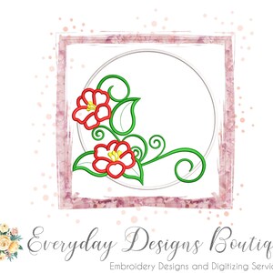 In The Hoop Flowers Mug Rug Machine Embroidery Applique Design Mug Rug Flower Mug Rug Embroidery and Applique Design In the Hoop image 2