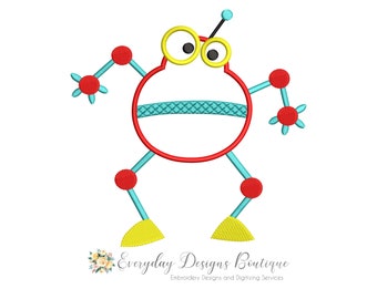 Silly Robot Machine Embroidery Applique Design - Robot Applique - Children Fun - Children Applique - Robot Applique for kids - Joyful Robot