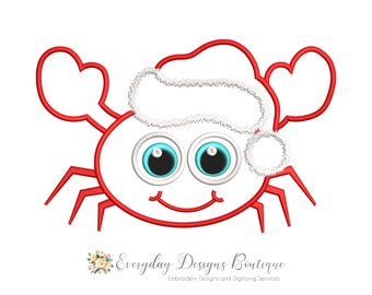 Holiday Crab Machine Embroidery Applique Design